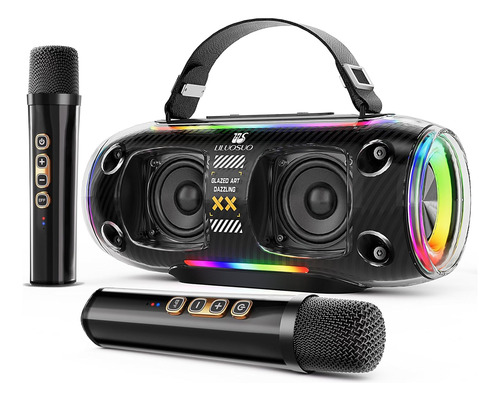Máquina De Karaoke Portátil Bluetooth 2 Micrófonos