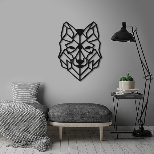 Imagen 2 de 4 de Cuadro Decorativo En Madera Calada Lobo Mural