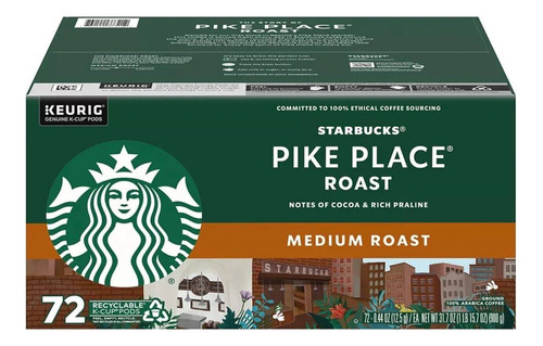 Starbucks Cafe Keurig Pike Place Tostado Medio 72 K-cups