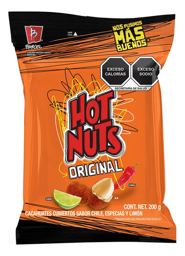 4 Pack Cacahuates Cubiertos Chile Y Limon Hot Nuts 200gr 4 P