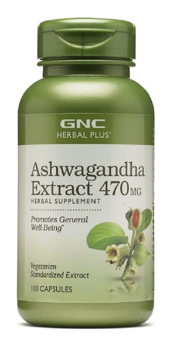 Extracto De Ashwagandha 470 Mg Gnc 100 Cápsulas
