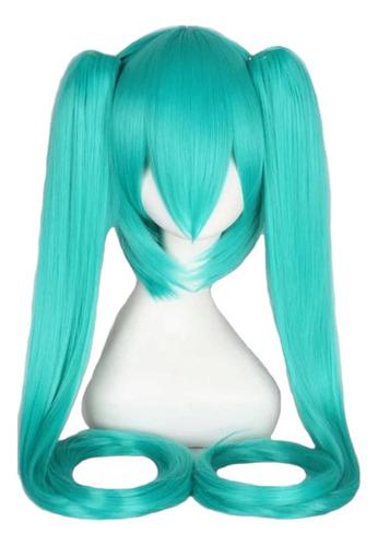 Peluca Verde Aqua Hatsune Miku Coletas De Clip Larga Cosplay Color Azul