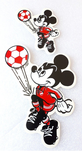 2 Calcomanía Ratón Mickey Con La Camiseta De Independiente 