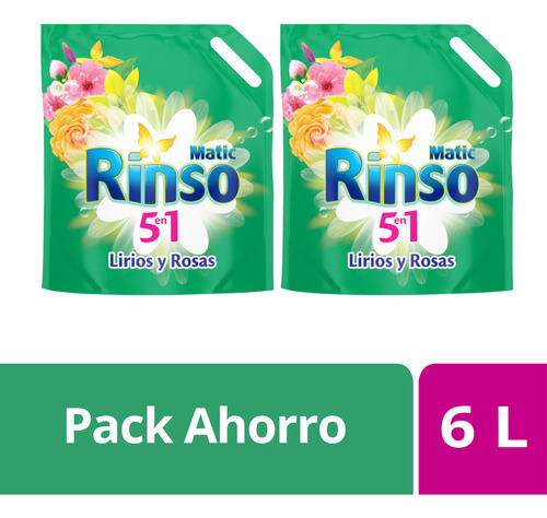 Pack X2 Rinso Detergente Líquido Lirios Y Rosas Doypack 3lt