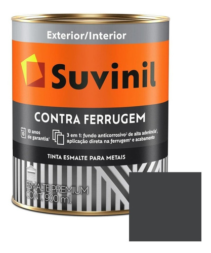 Esmalte Convertidor 3en1 Suvinil 1l Gris Oscuro Direct Oxido