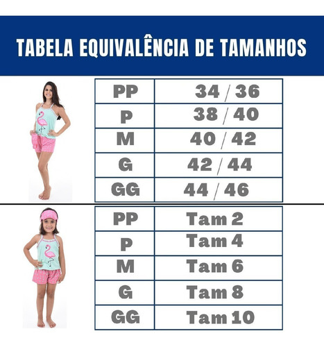 Imagem 2 de 6 de Kit Pijama De Verão Short E Camiseta Mãe E Filha Flamingo