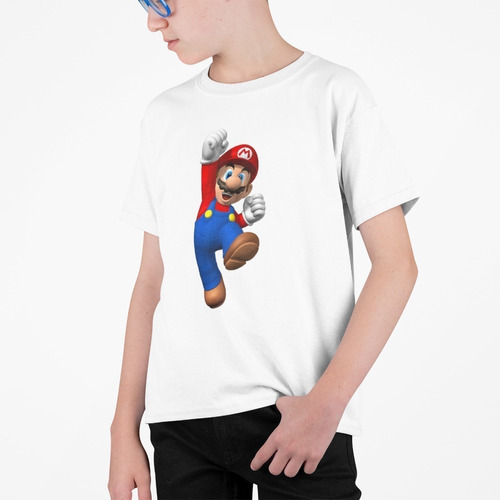 Polera Super Mario Bros Niños Videojuegos Estampado Algodon