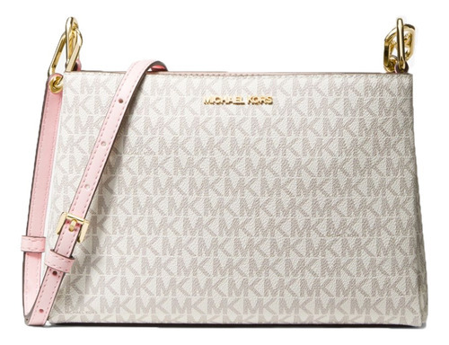 Bolsa Crossbody Trisha Michael Kors Monograma Vainilla Color Rosa