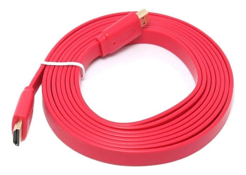 Cable Hdmi Alta Velocidad De 1.8 Metro Sat Plano Color Rojo