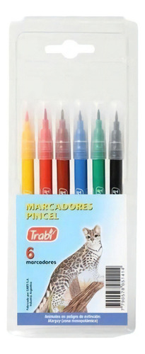 Marcador Pincel Trabi X 6, Brush Ideal Para Lettering