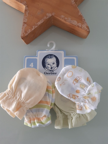 Manoplas Para Bebés Marca Gerber Hermosas Set De 4 Unidades 