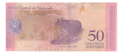 Imagen 2 de 4 de Billete Venezuela 50 Bolívares Enero 2018 C8 Unc