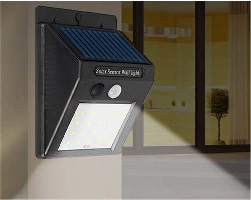 Panel Led Reflector - Sensor Movimiento Pared Exterior Fijo Color De La Carcasa Negro Color De La Luz Blanco Cálido