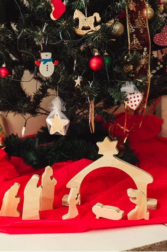 Presépio de Natal Em Madeira Para Colorir e Decorar - NINA BRINQUEDOS