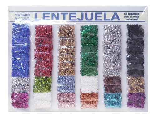 Exhibidor De Lentejuela 60 Bolsitas De Colores Surtidos