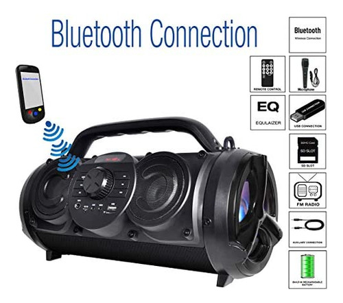 Altavoz Portátil Bluetooth Boombox Boytone Bt-18bk De 25 W