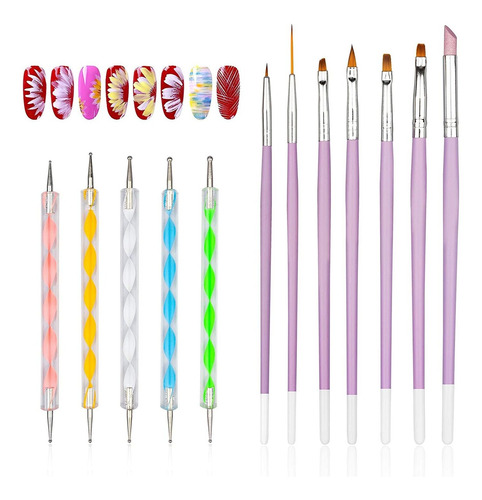 8pcs Cepillos Del Arte Del Clavo 5pcs Con Las Uñas De ...