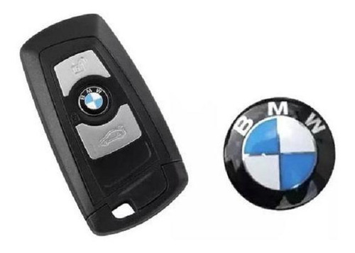 Kit 2 Emblemas Adesivo Logo Chave Bmw Aluminio 11mm Colante