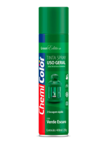 Tinta Spray Uso Geral Verde Escuro 400ml - Chemicolor