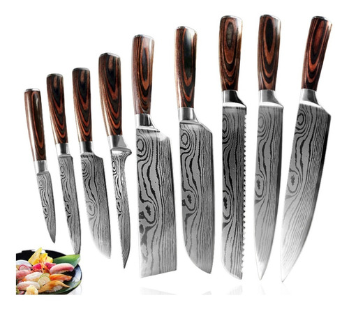 Set De 9 Cuchillos De Cocina Acero Inoxidable Profesional M®