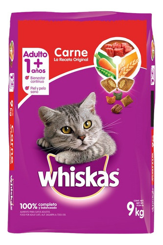 Alimento Whiskas Para Gatos Adultos Sabor Carne 9kg