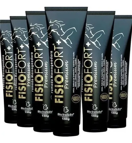 comprar Kit 12 Pomadas Fisiofort Premium Preta Bio Instinto