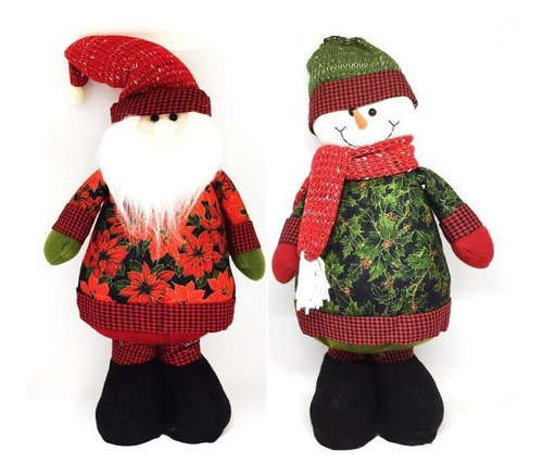 Jogo Papai Noel E Boneco Neve Pelúcia Em Pé Decor Bico