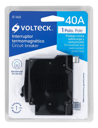 Pastilla Interruptor 1 Polo 40 Amp Termomagnetico Monofasico