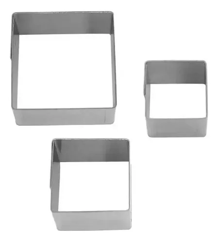 Cortador de Massa Quadrado Inox 3un Kit Yazi para Biscoitos e Pas...
