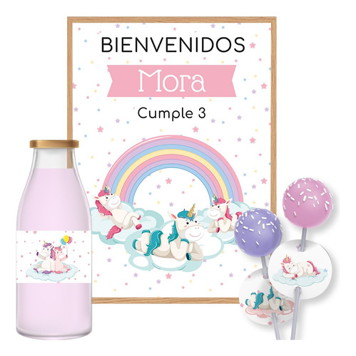 Unicornios Kit Imprimible Personalizado Candy Bar Deco  