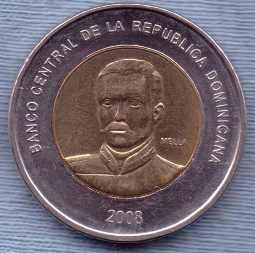Imagen 1 de 2 de Republica Dominicana 10 Pesos 2008 Bimetalica * Matias Mella