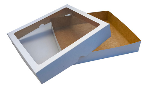 25 Caja Cuadrada Blanca Con Ventana 16x16x5 Cms Mod 1936 Blanca Con Ventana