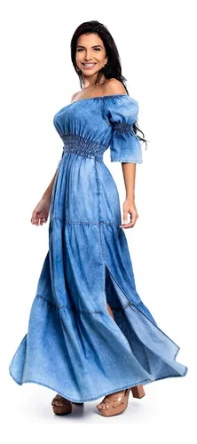 Vestido jeans cheap longo mercadolivre