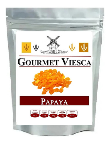 500 Gr De Papaya En Cubos Deshidratada Calidad Premium