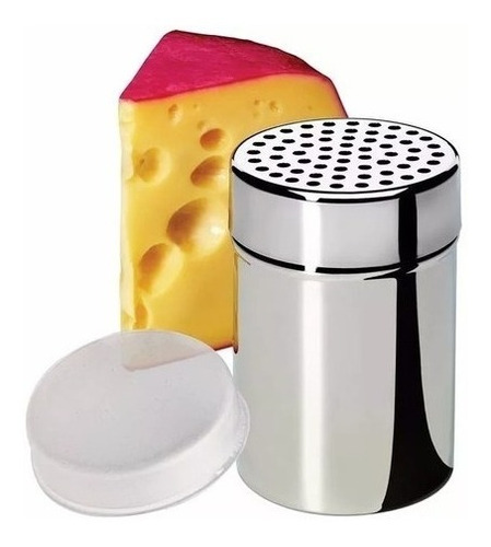 Porta Queijo Ralado Em Aço Inox Queijeira 7cm 350ml