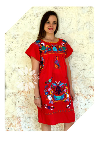 Vestido Mexicano Bordado Tehuacán