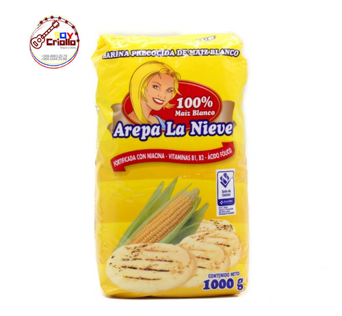 Harina De Maíz Blanco Marca Arepa La Nieve De 1kg Pack 3 Und