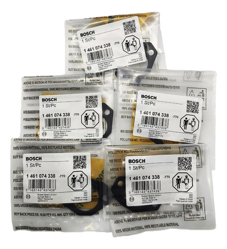 Kit 5 Peças Junta Chapa Bomba Injetora Bosch 1461074338
