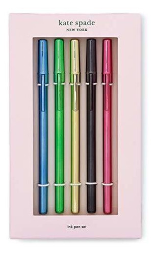 Bolígrafo - Black Ink Pen Set Of 5, Colorful Stick Pens, Met