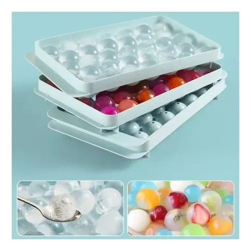 Molde Mini Esferas De Hielo 33 Bolas Coctelería Apilables