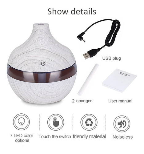 Imagen 2 de 4 de Humidificador Atomizador Difusor De Aroma Con 7 Luces Led