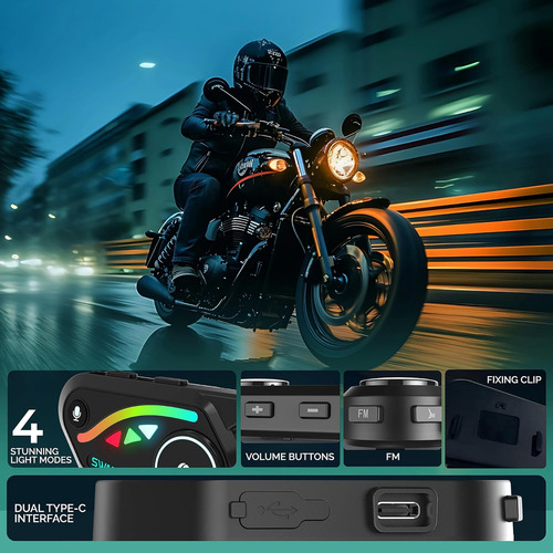Intercomunicador Bluetooth Para Motociclos V8 5.2 Com Fm ...