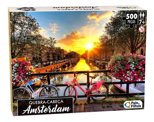 Quebra Cabeça Amsterdam Holanda Com 500 Peças 54 X 37 Cm
