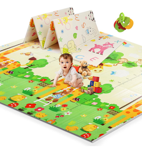 Tapete Infantil Plegable Multiuso Con Doble Diseño 200x180cm