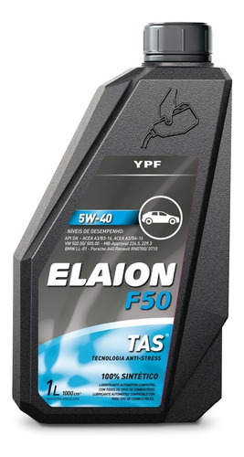 Aceite F50 5w40 Sintético 4 Lts Ypf Elaion Motor Auto Z Nort