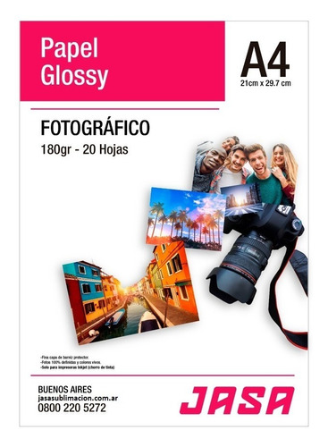 Papel Fotografico Glossy 180g X20 Hojas Brillante