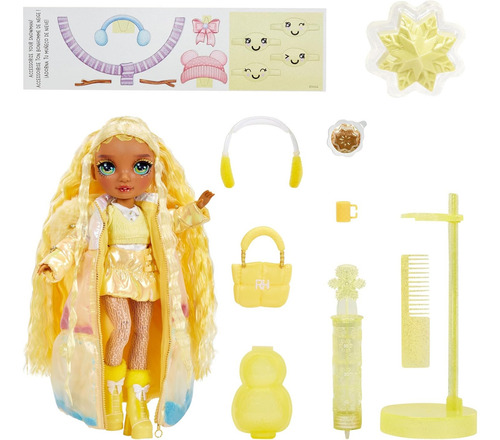 Muñeca de moda Sunny Rainbow High Winter Wonderland, 28 cm