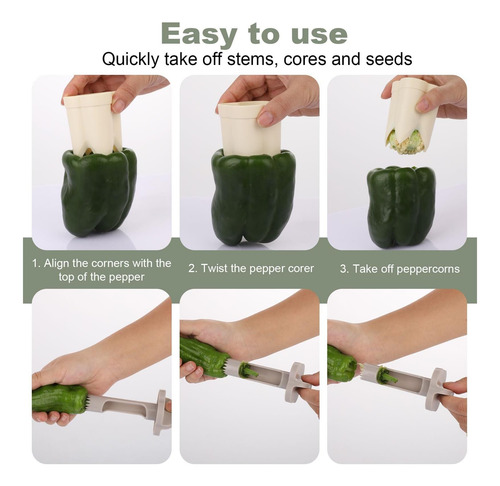 2pcs Pepper Deseeder, 2 En 1 Corer De Frutas Y Pimienta, De
