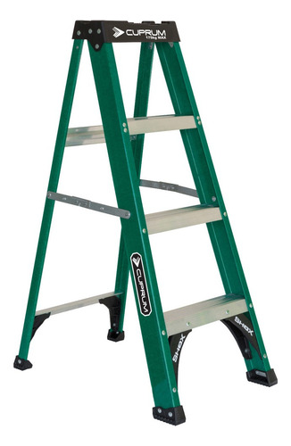 Escalera Fibra De Vidrio Tijera 4 Peldaños 175 Kg Cuprum Color Verde oscuro