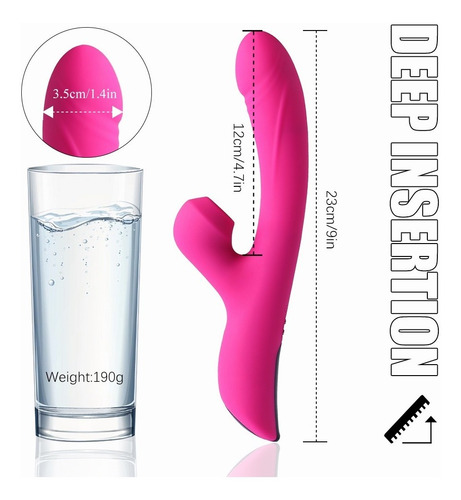 Imagen 2 de 4 de Rosa 22.6cm Con Modo 10+3 Carga Usb Vibr ¿ador Para Mujer